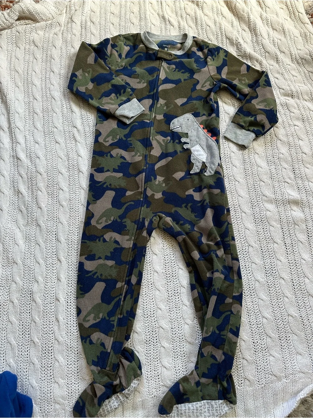 Carter's Boys' Camouflage Zip Pajama Top in Green, Blue and Gray